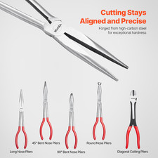 5-Piece Needle Nose Pliers, Professional Pliers Set with Storage Bag