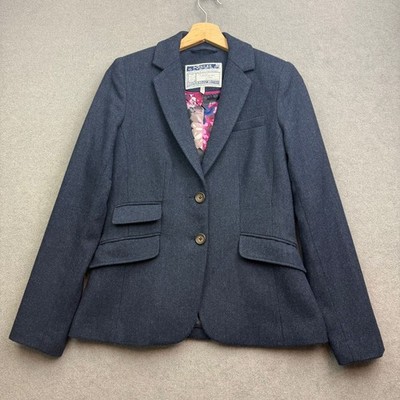 JOULES Tweed Sakko UK 10 Navy ASTER Parade Hacking Herringbone Country Riding