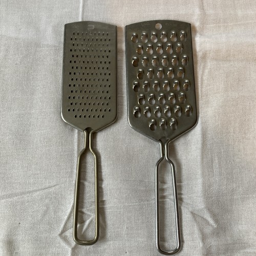 2 FOLEY Flat Graters Stainless Hand Held Fine and Coarse Vintage (As is)