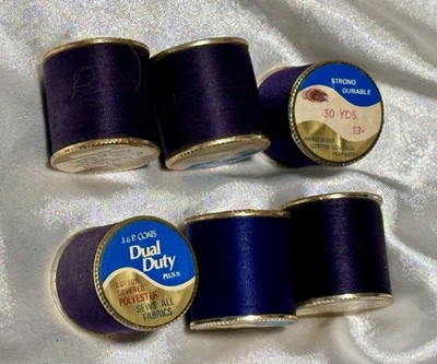 LOT of 6 J&P Coats ROYAL BLUE/PURPLE  #12A & #13C Thread 300 Yd VARIOUS