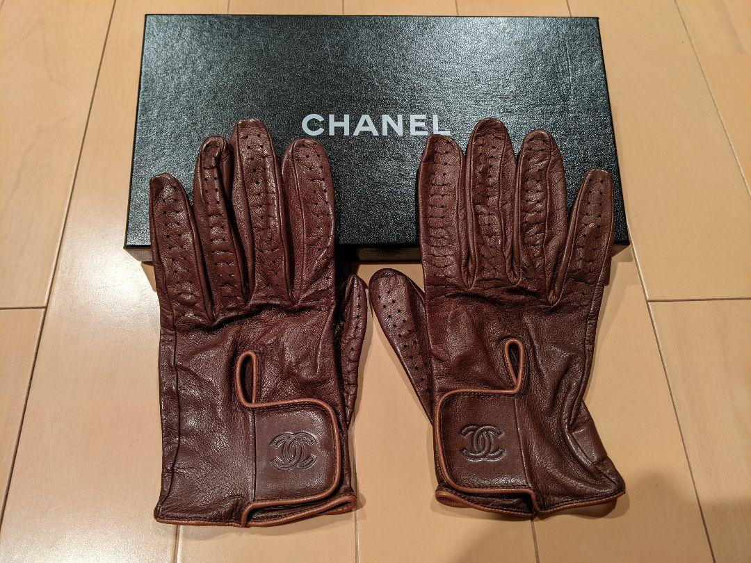CHANEL COCO Mark Gloves Leather Gloves lambskin gloves Brown