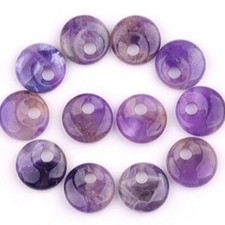 20pcs Natural Amethyst Stone Large Hole Circle 20mm Beads Pendants DIY Jewelry