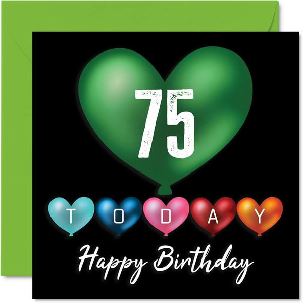 Lustige Geburtstagskarte Zum 75. Geburtstag FüR MäNner Und Frauen – Herzballons-image