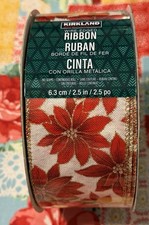 Christmas Flower Poinsettias Kirkland Wire-Edged Ribbon 2.5" Wide 50 YD NEW
