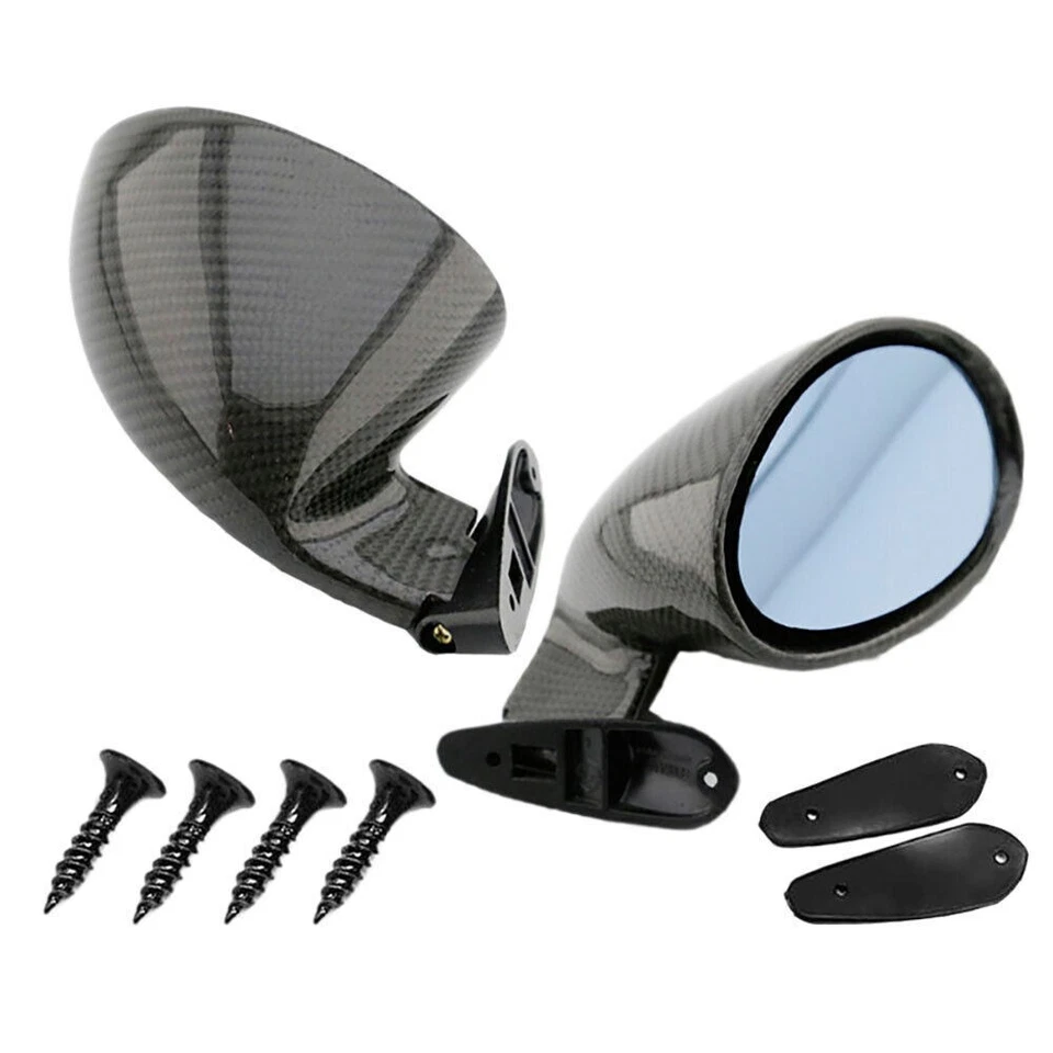 2PCS F1 Style Carbon Fiber Look Universal Racing Car Side Wing Rearview Mirrors - Imagem 4 de 4