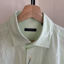 Turtleson NWT Mens M Collin Lime Green Polka Dot Seersucker Button Up Shirt NOTE