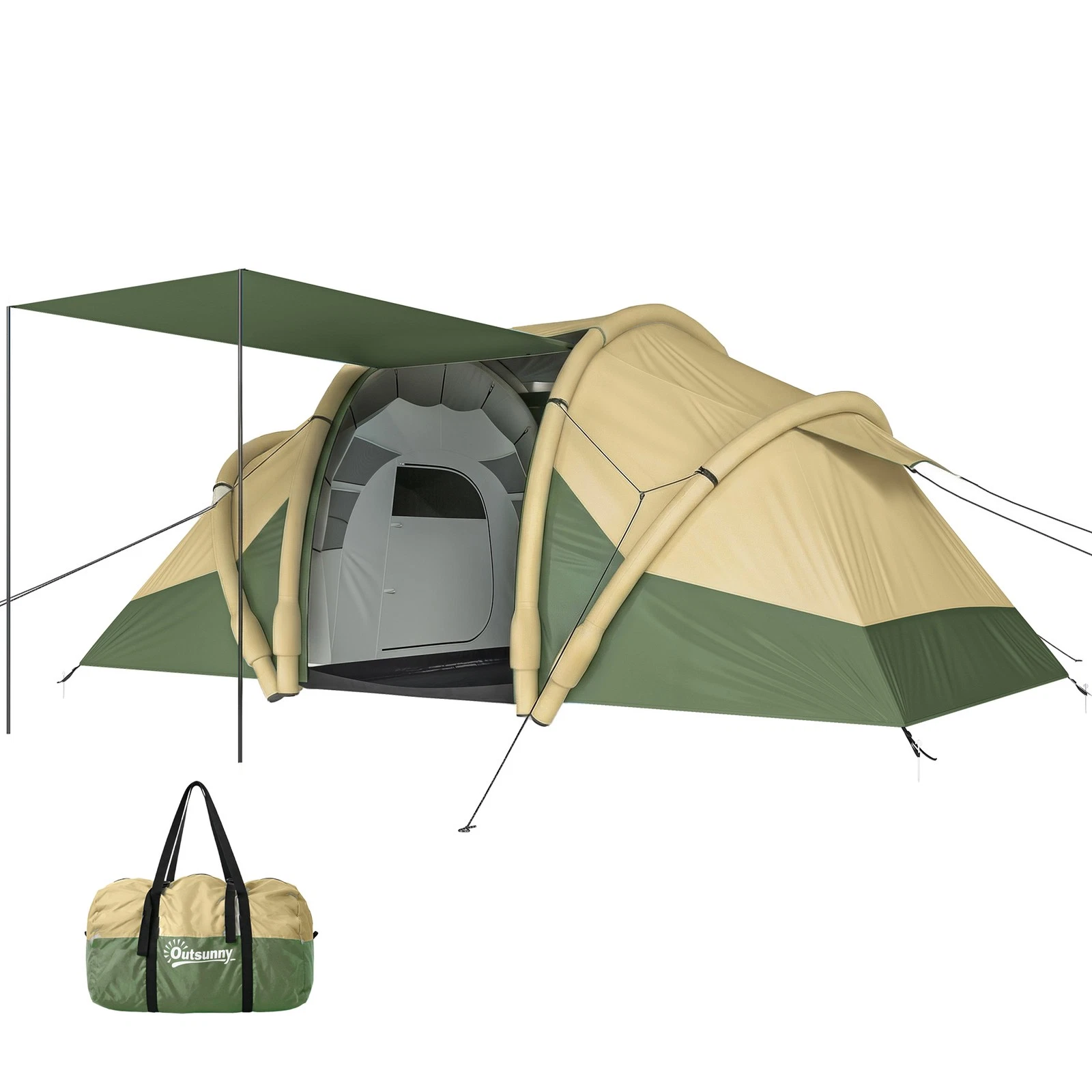 Outsunny Inflatable Tent Tunnel Design for 4 Person, Green