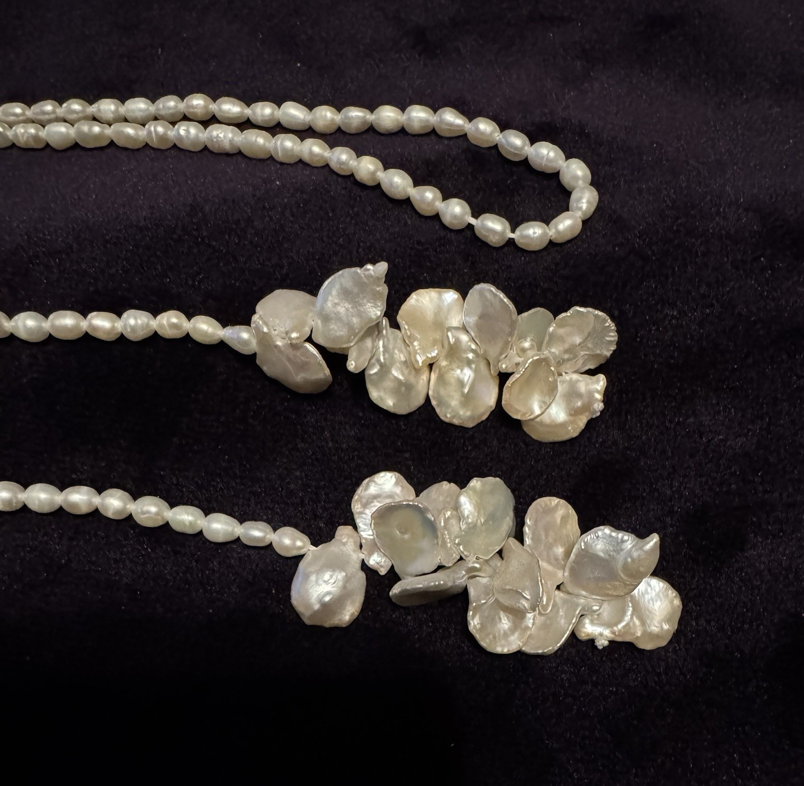 White Pearl String With Decorative Shell Ends, 48… - image 3