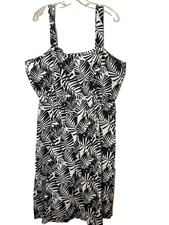 Neutral Floral Tank Dress L Resort Preppy Summer Beach Classic Chic Boho Indie