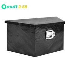 Black 26"X13.3"X12" Aluminum Pickup Truck Trailer Storage Tongue Tool Box RV