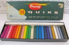 24 VINTAGE PRANG Quiks Pastels SQUARE Wax Crayons ~ None Broken