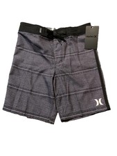 Boys Hurley Swim Board Shorts Black Stripes Size 6 NEW