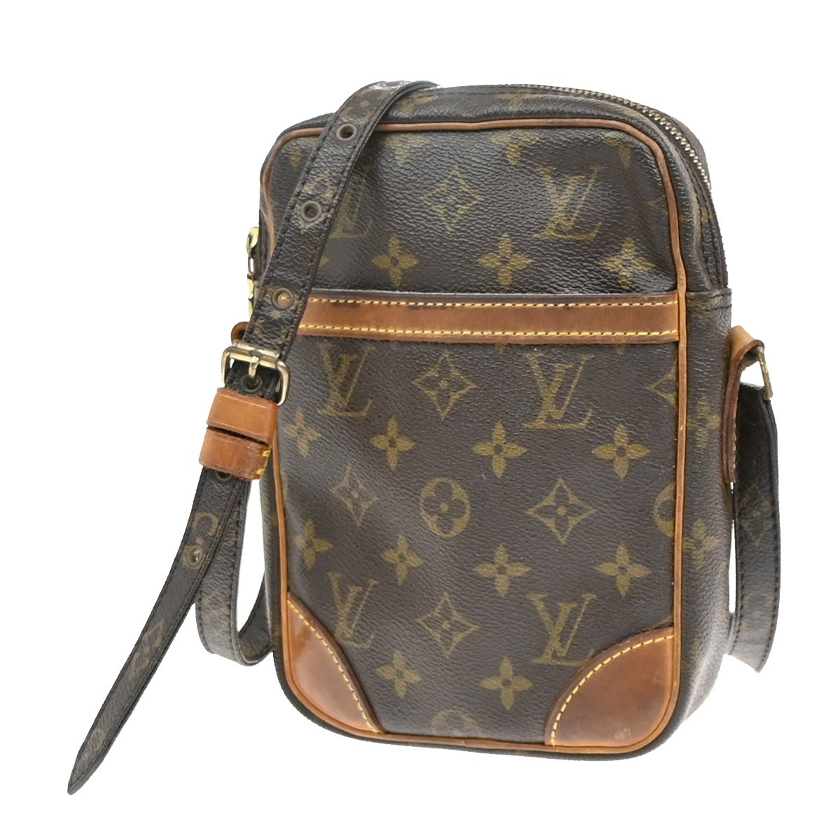 LOUIS VUITTON Danube Monogram Leather Shoulder Bag Brown M45266 France