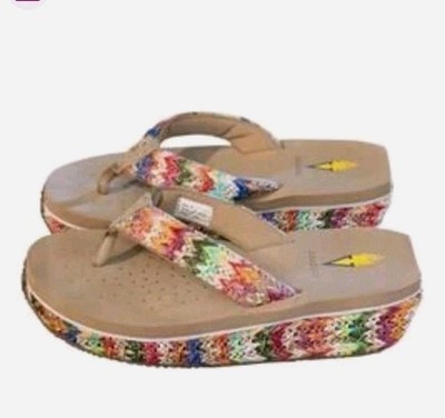 VOLATILE Island Palau Rainbow Rainboom Slip-On Slide Mule Wedge Sandals