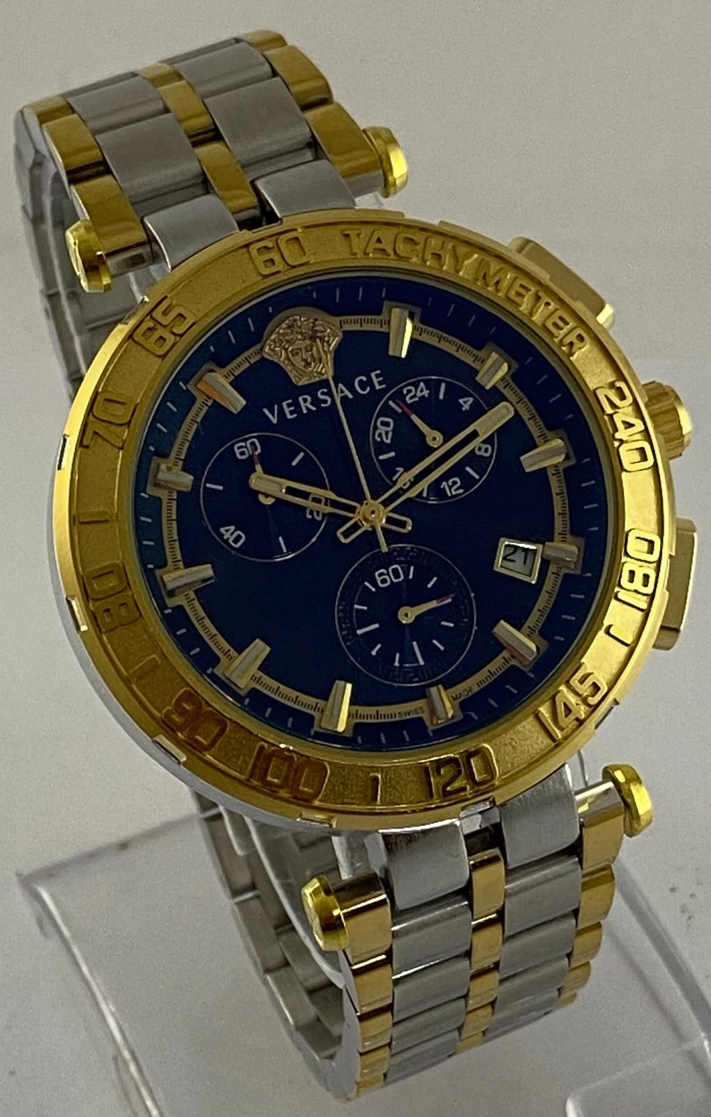 Cronografo Casual Versace Quadrante Nero Data Indicatore Quarzo per Orologio da Polso Uomo