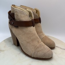 Rag and Bone Harrow Ankle Strap Booties Beige Canvas Women s Size EU 37 US 7