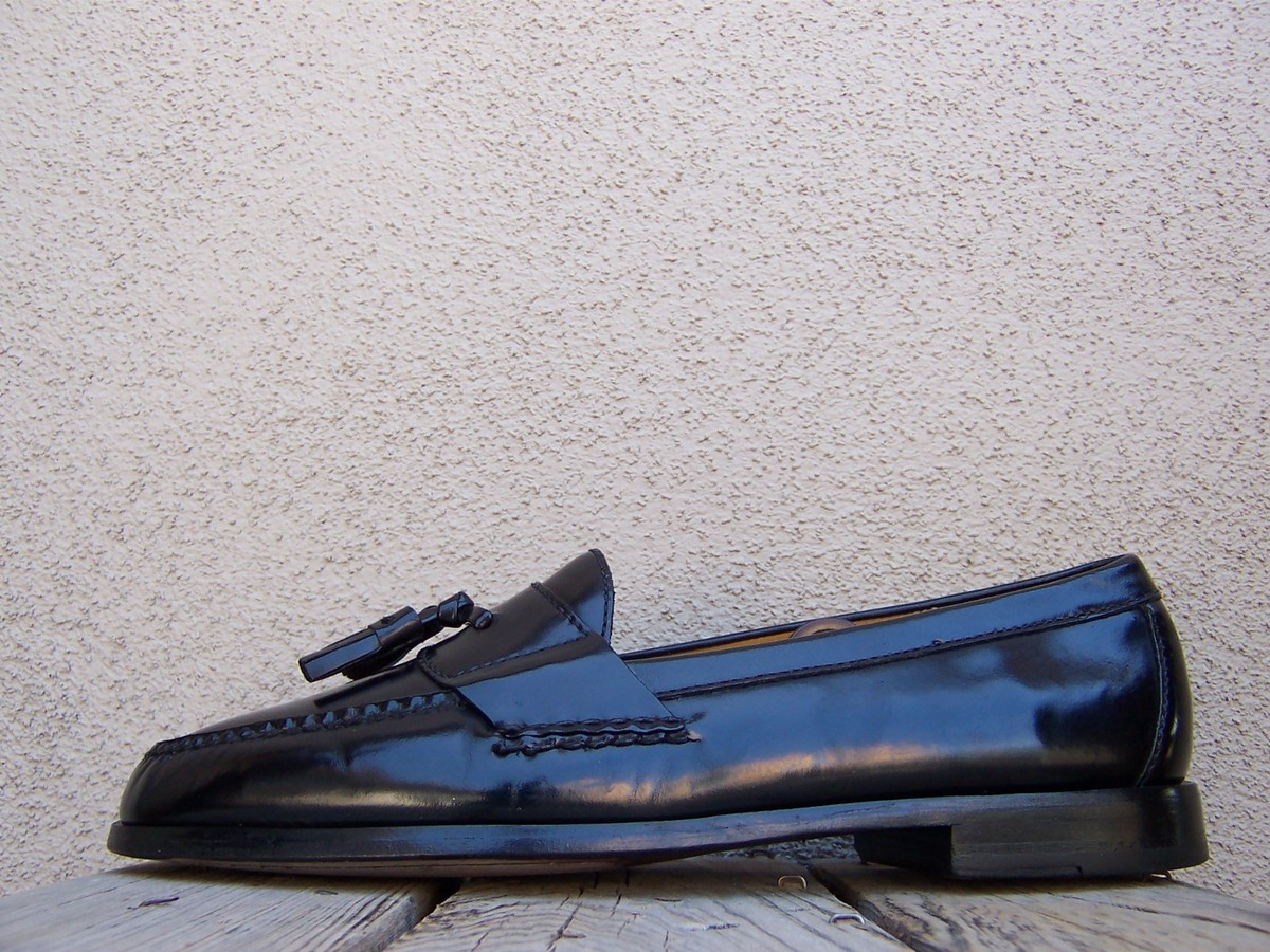 COLE HAAN Mens Casual Dress Shoes Black Leather Slip On 