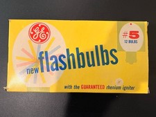 Vintage General Electric GE 5 12 Bulbs Camera Flashbulbs 1 Box of 12 Bulbs NOS