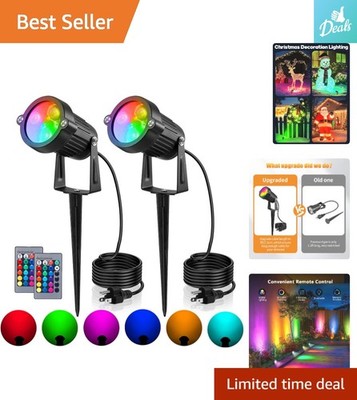 Energy-Efficient RGB LED Flood Lights - Waterproof 2-Pack for Garden and Pathway
