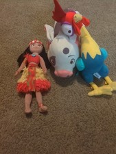 Disney Store Moana Hei Hei Pua Plush Bundle Lot 12" Doll Pig Rooster Authentic