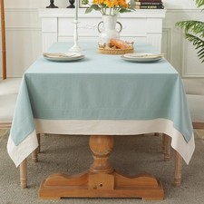 Laolitou 100 Cotton Blue Tablecloth Rectangle Heavy Duty Washable Solid Table C