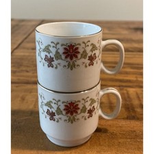 Lot Of 2 Miniature Fine Porcelain Floral With Gold Rim Demitasse Cups Mint cond.