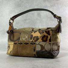 Coach Patchwork Signature Leather Brown Accessory Pouch Authentic Vintage