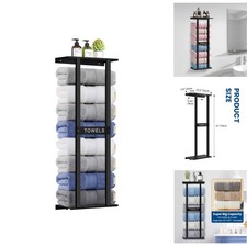 Stylish Black Wall Mounted Towel Rack - 31 Inch Heavy Duty Storage for 6 Towels