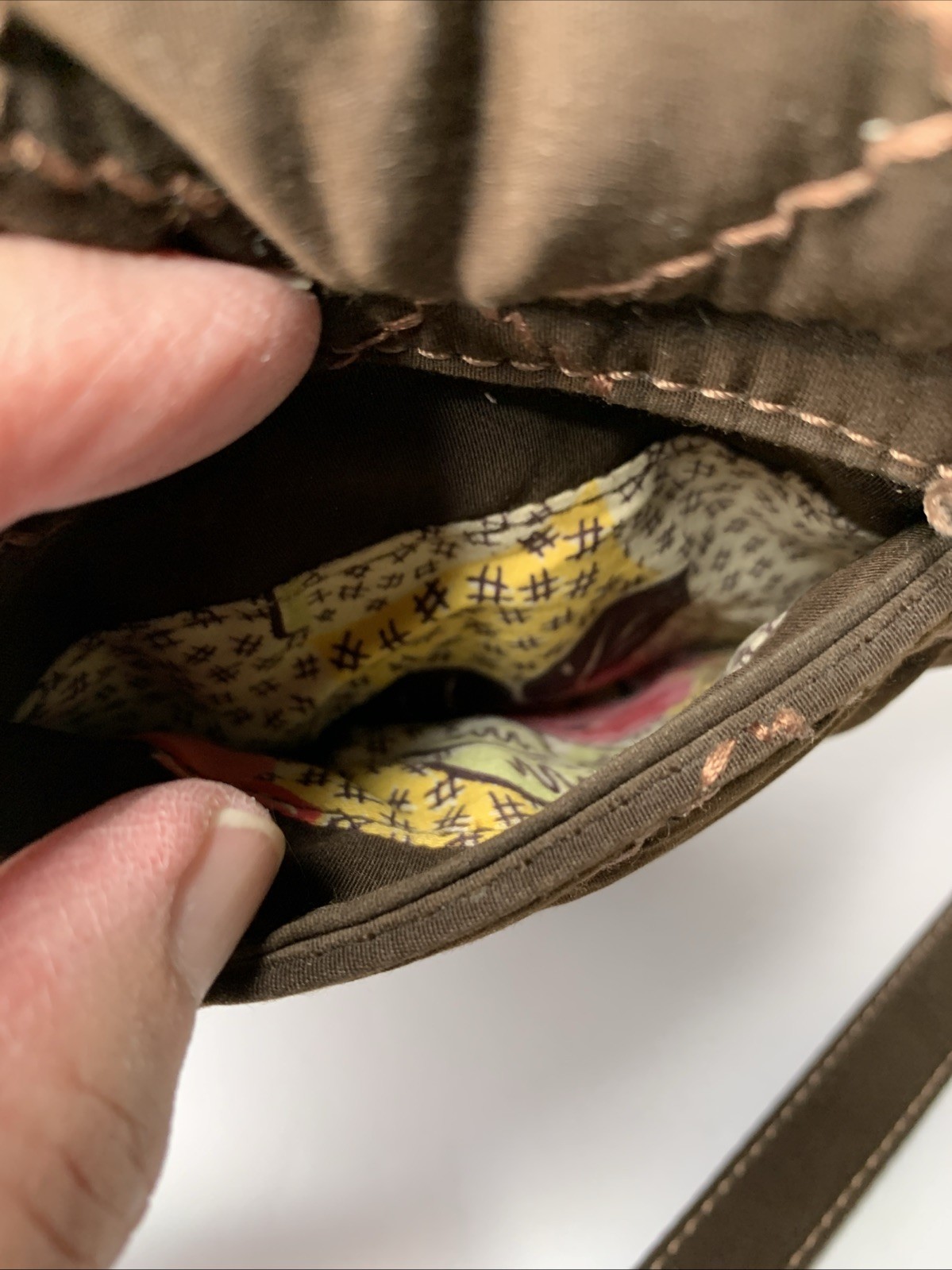 Vera Bradley Small Solid Brown Quilted Cotton Cro… - image 10