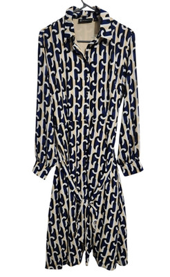 NY&C Womens L Long Sleeve Chain Link Print Dress New York & Company 95962