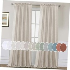 Flax Linen Curtains 84 Inch Length for Bedroom 52"W x 84"L Pack of 2 Angora