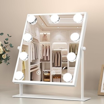 Hollywood Kosmetikspiegel mit Beleuchtung 9 LED Groß Rechteckig modern