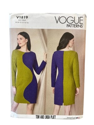 Vogue Patterns V1819 Colorblock Sheath Dress Sz 8-24 Modern Designer