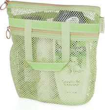 Mesh Shower Bag 10.2X9.9'' Quick-Dry Caddy with Zipper 2 Pockets. Portable Toi