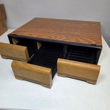 Vintage PAO 3-Drawer Cassette Tape Storage Case Wood Grain Faux Oak Finish