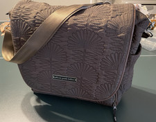 Petunia Pickle Bottom EUC Brown Embossed Boxy Backpack Stroller Clips  Changer