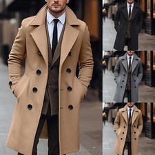 Herren Business Trenchcoat Jacke für den Winter mit zweireihiger Vorderseite