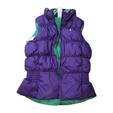 NWT Polo Ralph Lauren Girls Reversible Down Fill Vest 2 In 1 Warm Winter M 8-10