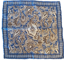 Men's 100 Silk Handkerchief Navy Blue Floral Paisley Pocket Square 21" 53cm