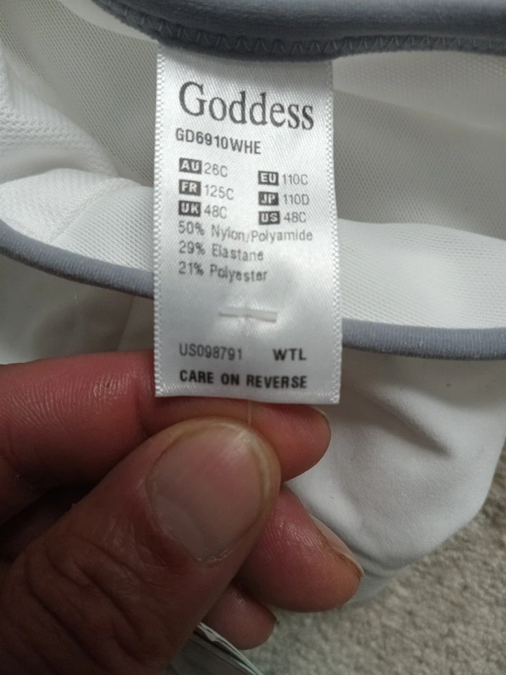 GODDESS SPORTS WHITE/ GREY TRIM SOFT CUP / WIRE FREE SPORTS BRA SIZE 48C - Image 4 of 4