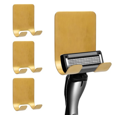 #ad 4 Pack Gold Adhesive Bathroom Hooks 4lb Heavy Duty Waterproof Stainless St... $10.77