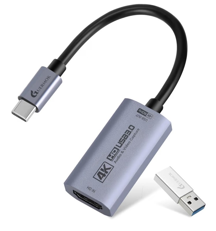 Guermok HDMI Capture Card 4K@60FPS, 1080P@240FPS USB 3.0 HDMI to USB A/C