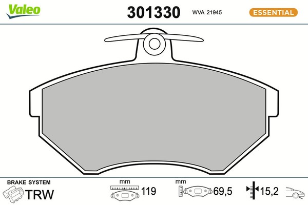 Bremsbelagsatz Scheibenbremse Essential Valeo 301330 FüR Seat VW Golf Polo Caddy-image