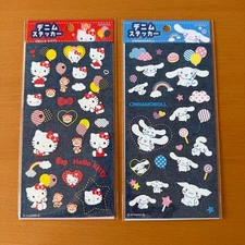Sanrio Denim Sticker Set Hello Kitty Cinnamoroll Kamio Japan Pack