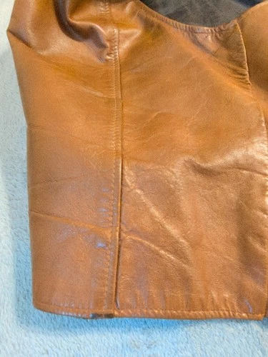 Vtg Rancher Leather Yoke Vest Schott XL USA Distressed Cowboy Cut MC Motorcycle image 16