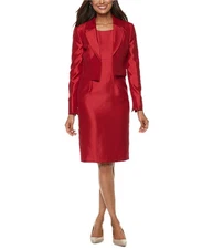 Le Suit Womens 2 pc. Flyaway Dress Suit, Red, 12