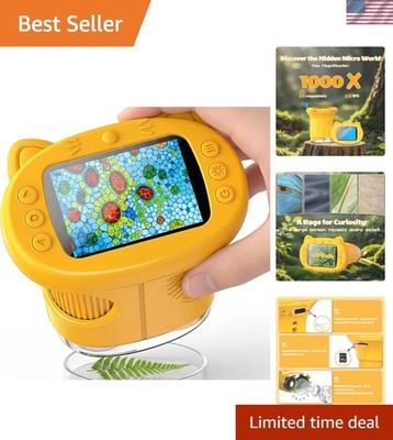 Kids Microscope, 1000X Portable Mini Pocket Microscope with 2.4  IPS Screen &...