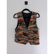 Vintage 80s Tapestry Hunting Dog Vest Dog Lover Unisex-Size M