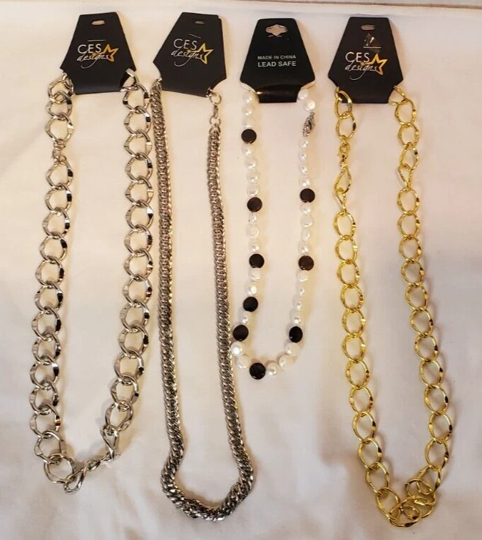 VETEMENTS Collana catena perle tono oro e argento lotto di 4