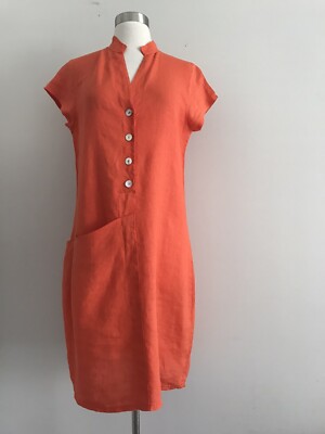 chinese dress ladies 100% Linen Loose Fit Button Waist Gathered Maxi Dress Luna, Pastel Pink / S main image 0
